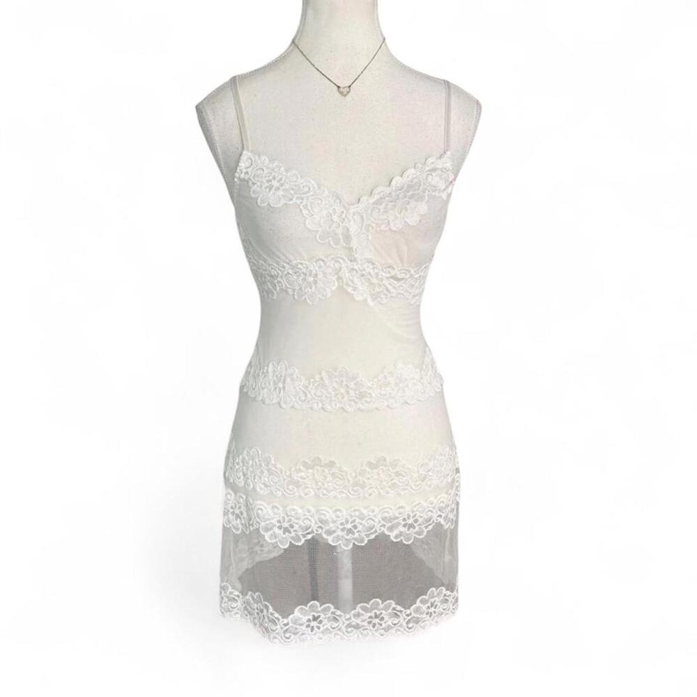 White lace sheer Rampage mini dress with adjustable straps size medium